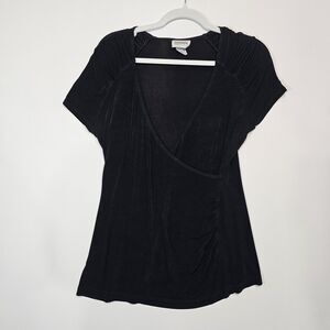 Chico's Travelers Women's Black Blouse V Neck Size 1
